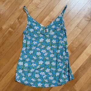 CAbi Tidal Blue Floral Cottonwood Vine Cami Tank Top XS Style #5214